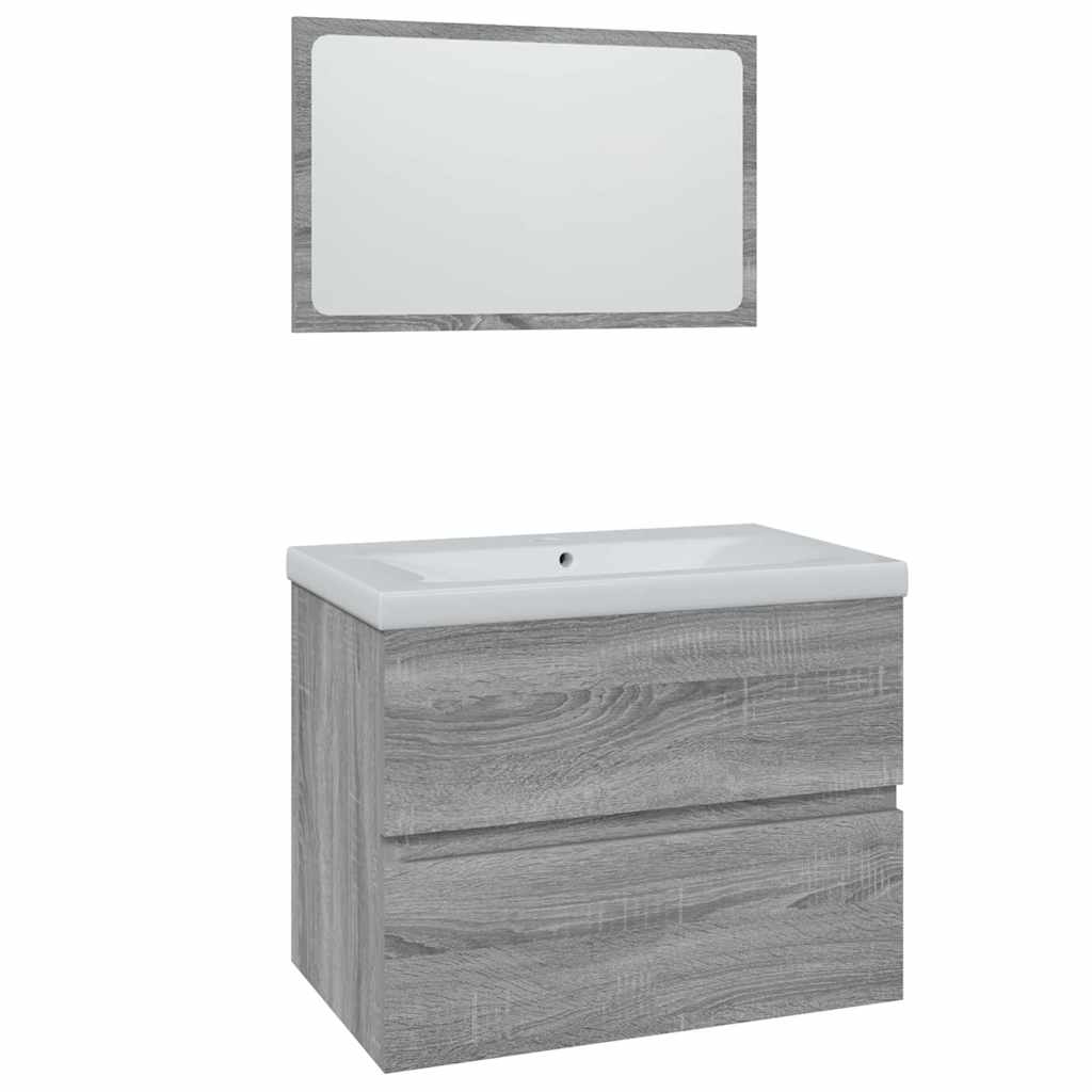 Badmöbel-Set Grau Sonoma Holzwerkstoff