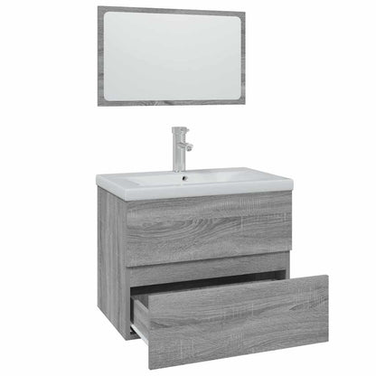 Badmöbel-Set Grau Sonoma Holzwerkstoff