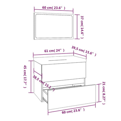 Badmöbel-Set Grau Sonoma Holzwerkstoff