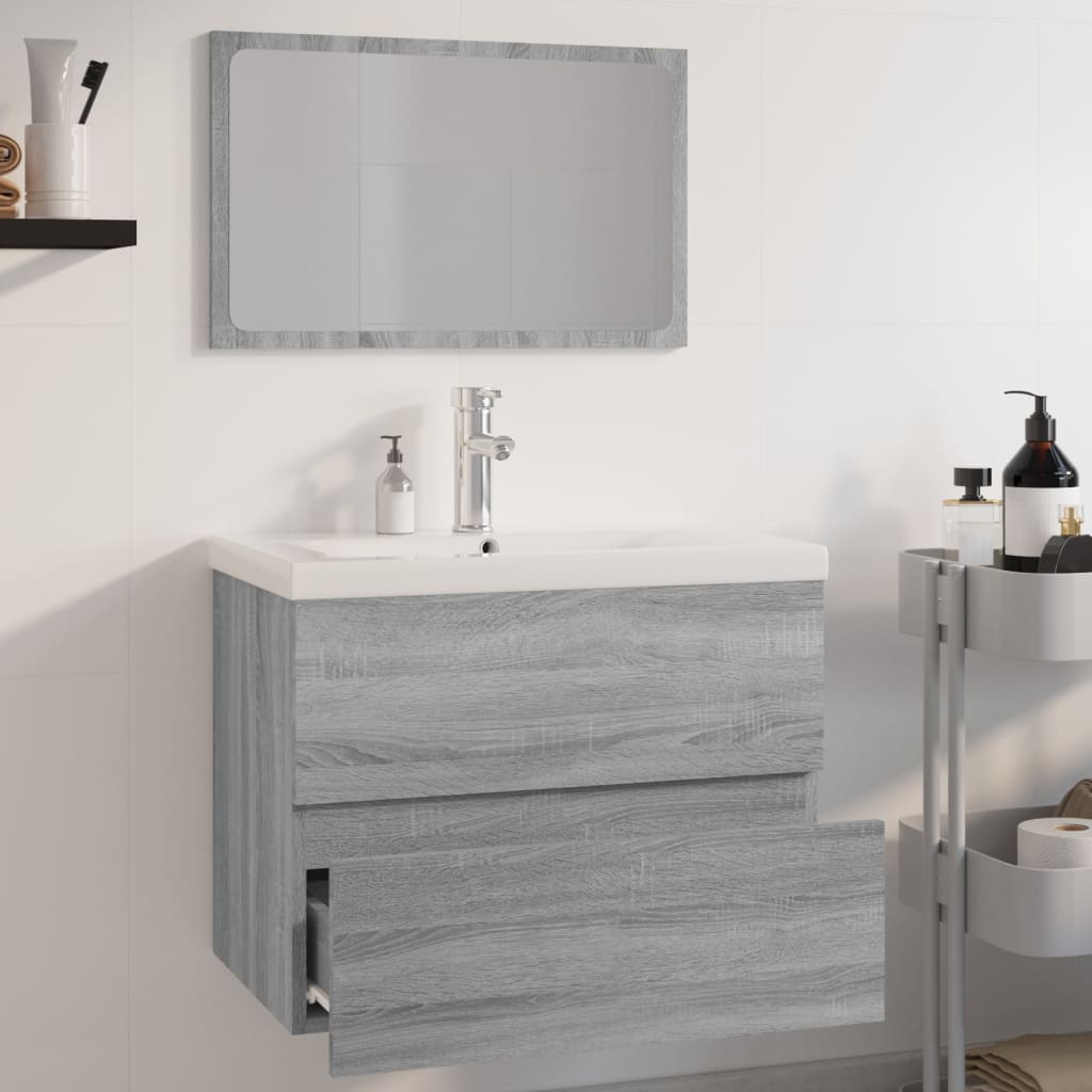 Badmöbel-Set Grau Sonoma Holzwerkstoff