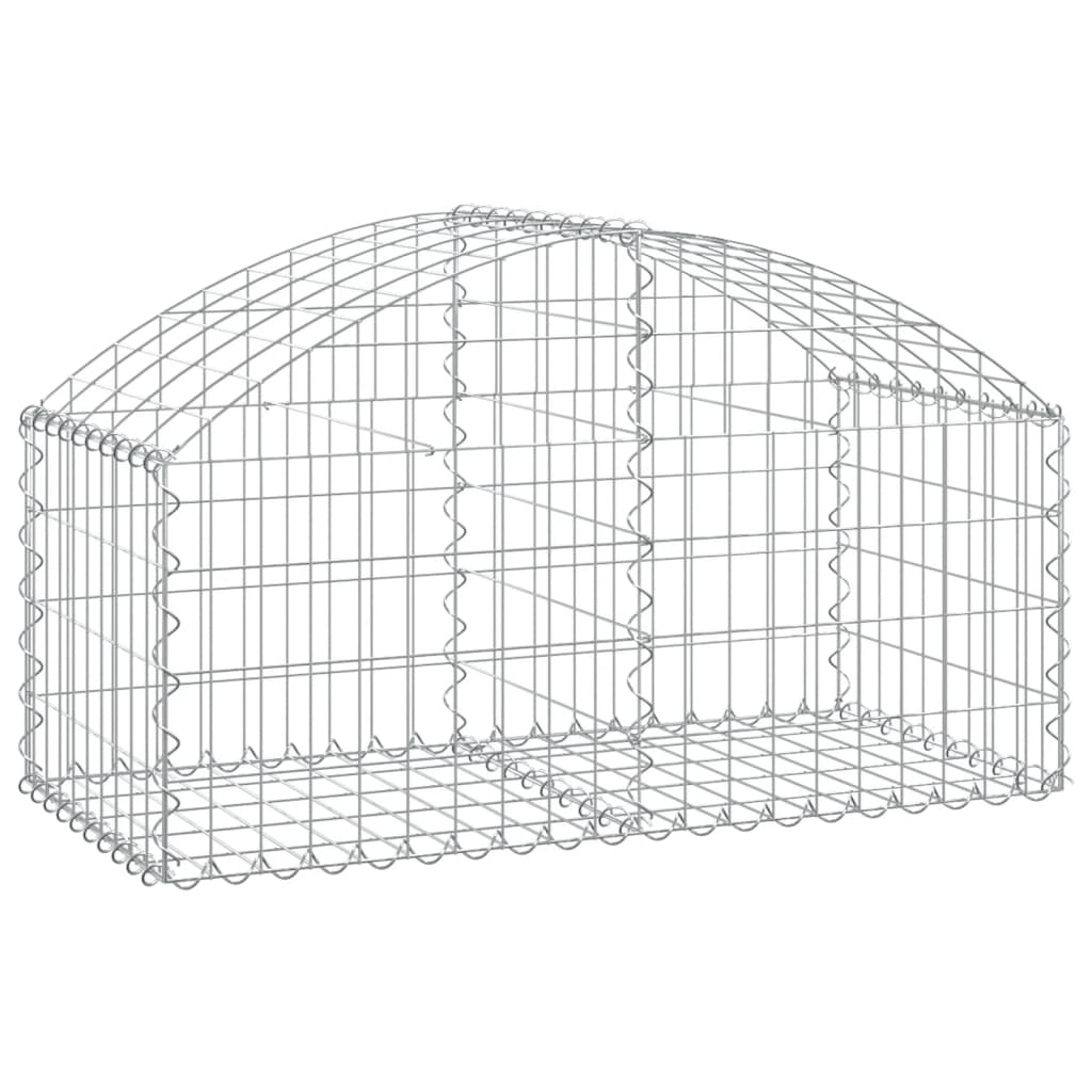 Gabione mit Hochbogen 100x50x40/60 cm Verzinktes Eisen