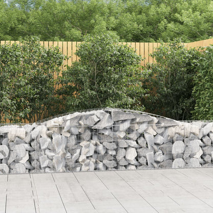 Gabione mit Hochbogen 400x50x60/80 cm Verzinktes Eisen