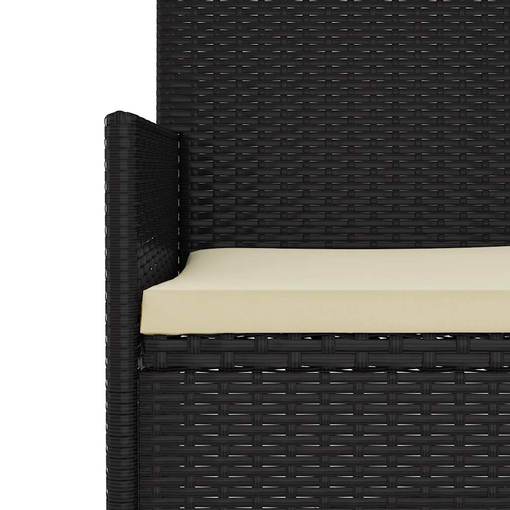 6-tlg. Garten-Lounge-Set mit Kissen Schwarz Poly Rattan