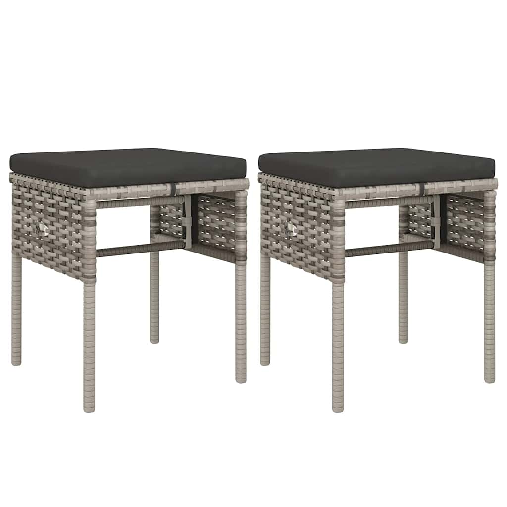 6-tlg. Garten-Lounge-Set mit Kissen Grau Poly Rattan