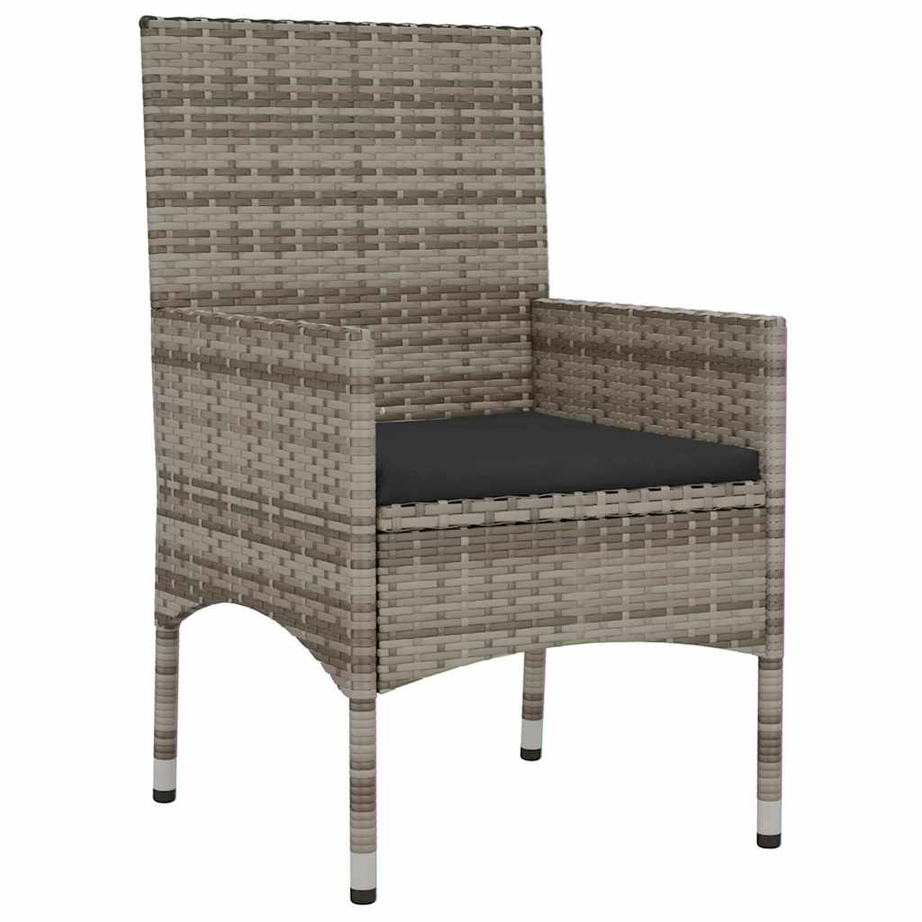 6-tlg. Garten-Lounge-Set mit Kissen Grau Poly Rattan