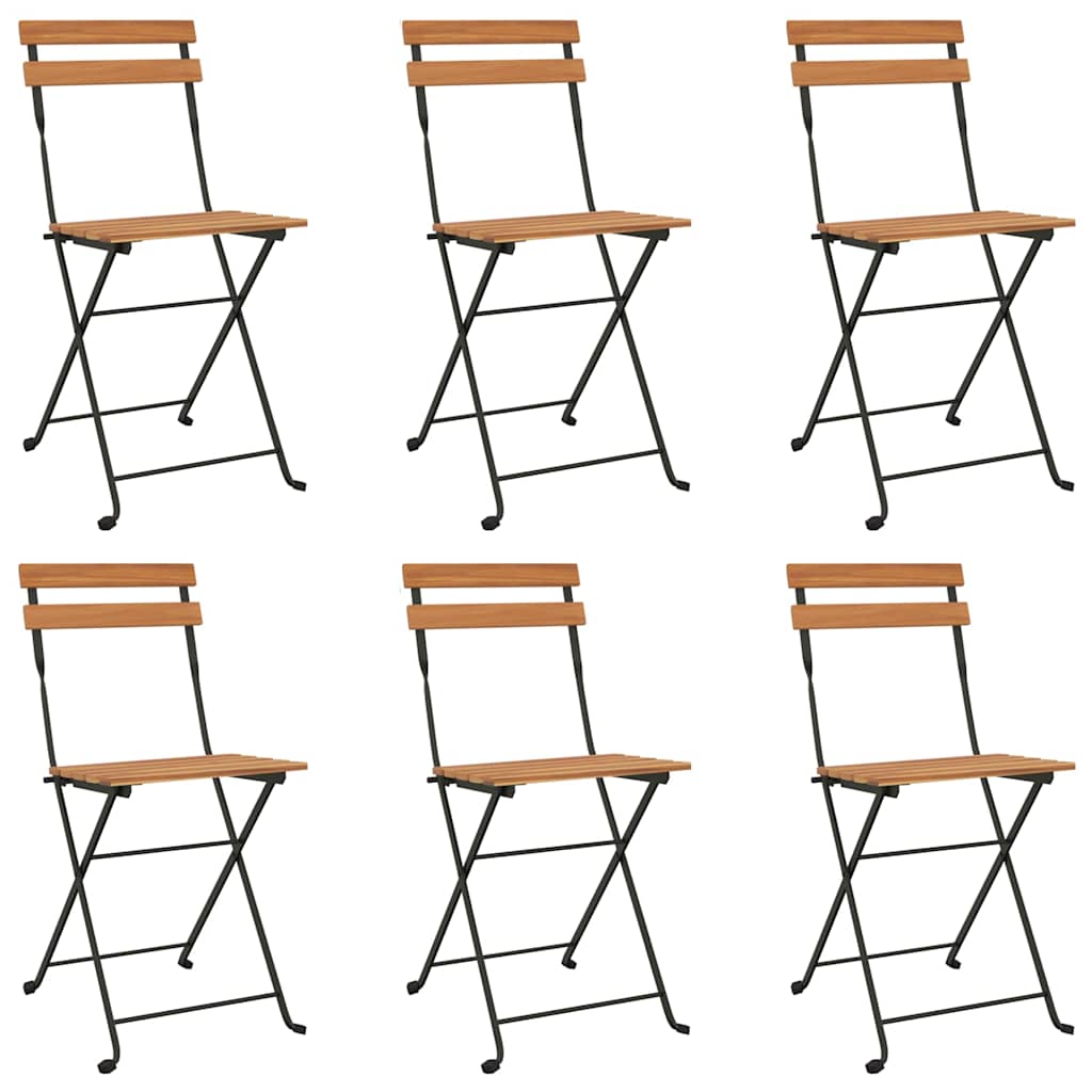 7-tlg. Bistro-Set Klappbar Massivholz Akazie und Stahl