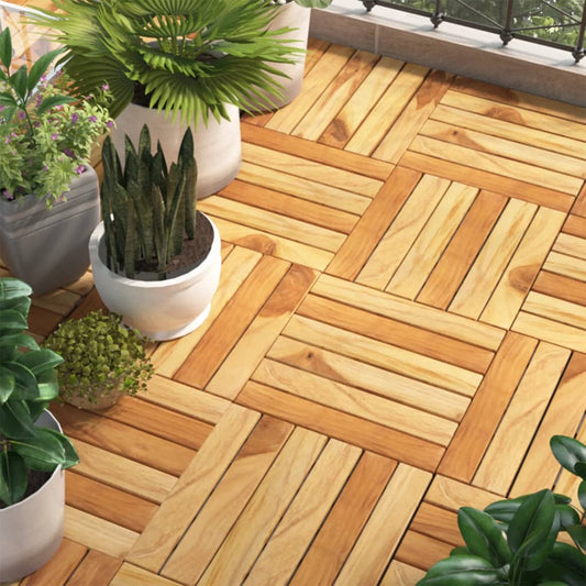 Terrassenfliesen 30 Stk. 30x30 cm Massivholz Teak Vertikal