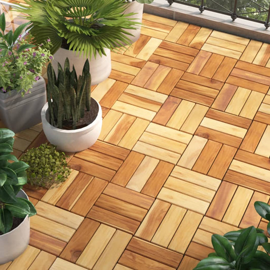 Terrassenfliesen 30 Stk. 30x30 cm Massivholz Teak