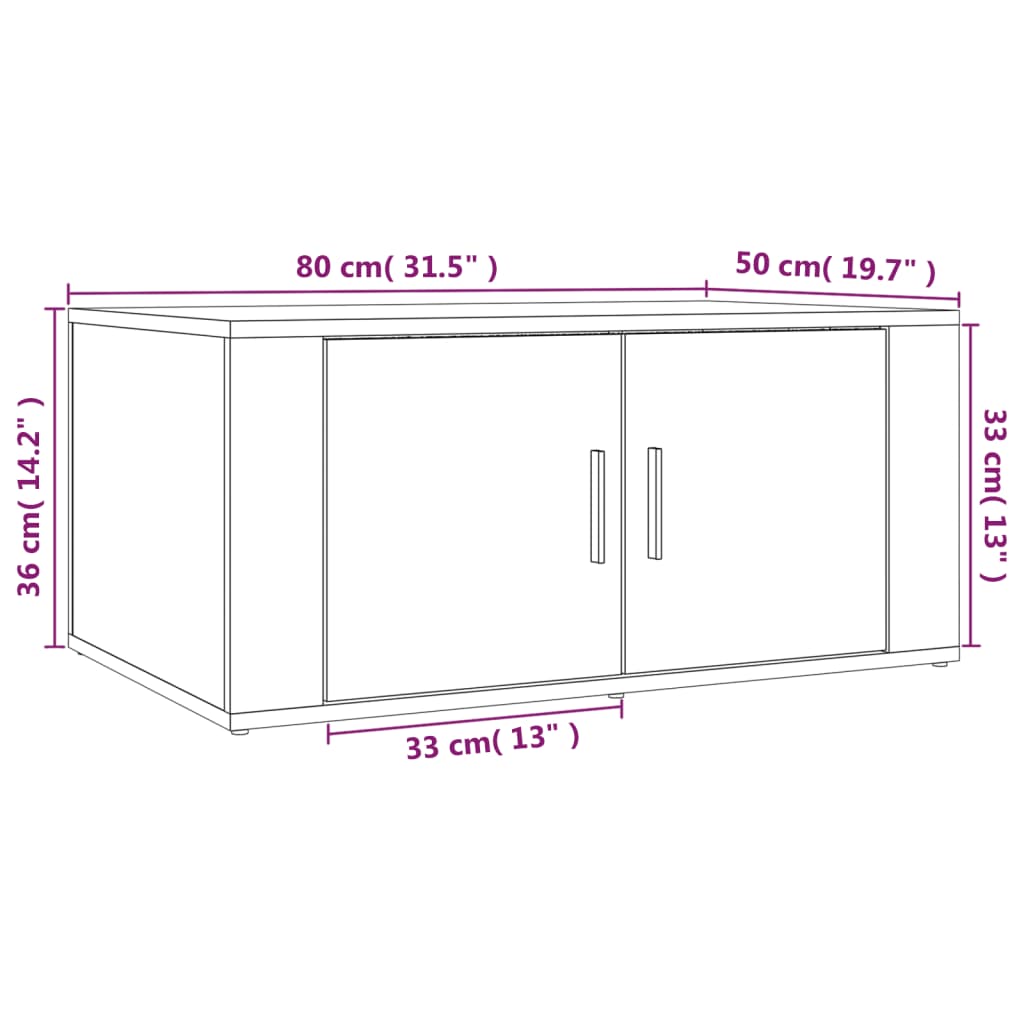 Table basse gris béton 80x50x36 cm en bois