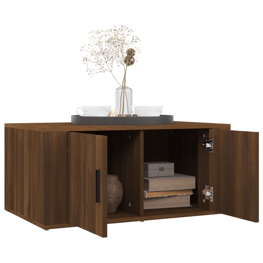 Table basse aspect chêne marron 80x50x36 cm en bois