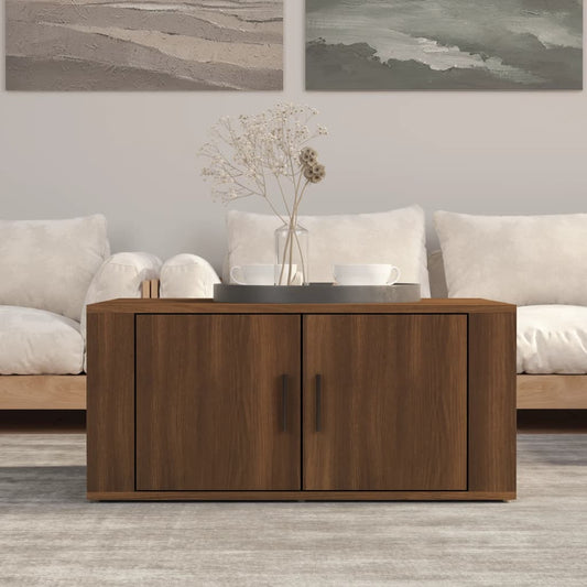 Table basse aspect chêne marron 80x50x36 cm en bois