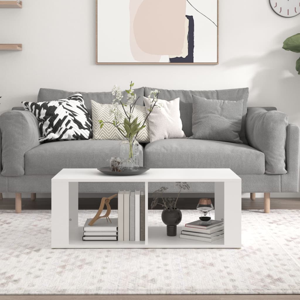 Table basse blanche 100x50x36 cm en bois