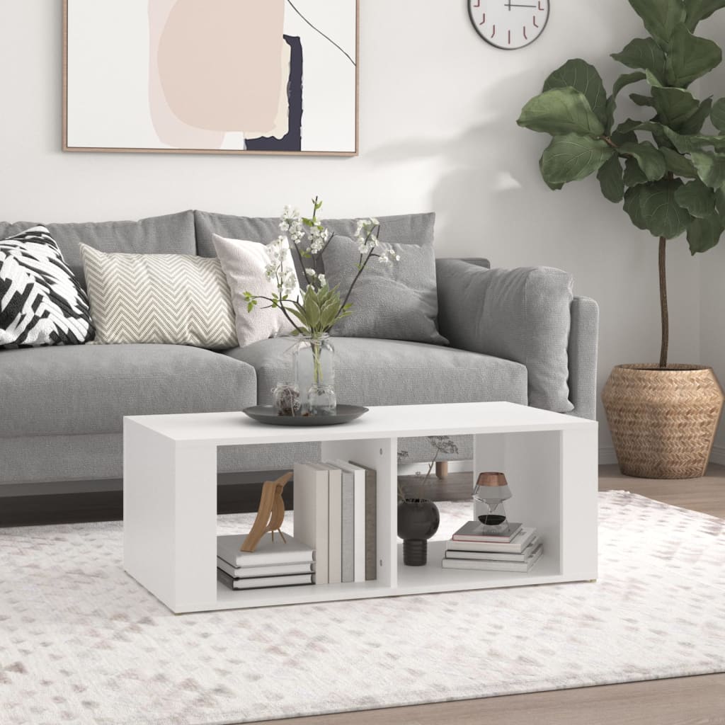 Table basse blanche 100x50x36 cm en bois