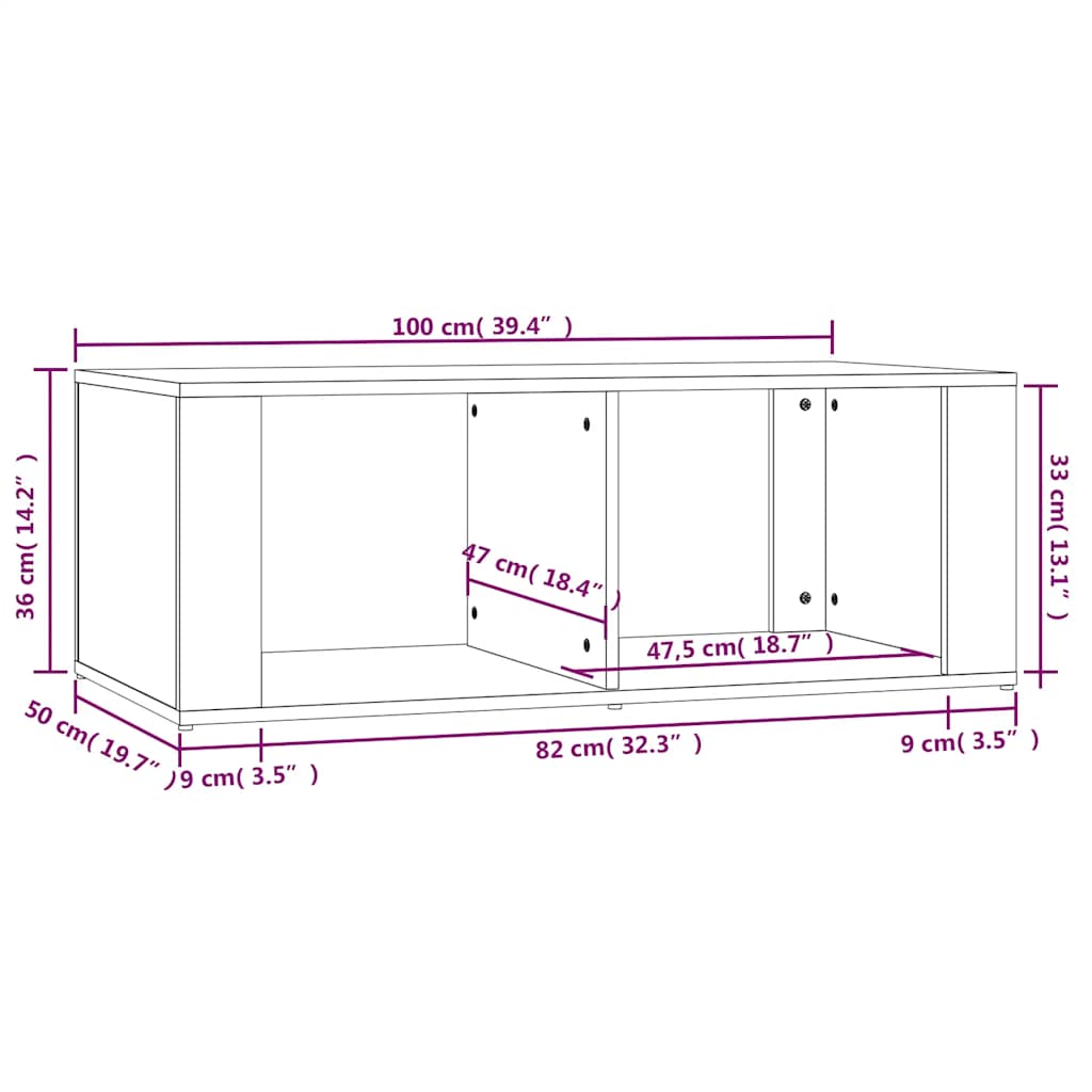Couchtisch Betongrau 100x50x36 cm Holzwerkstoff