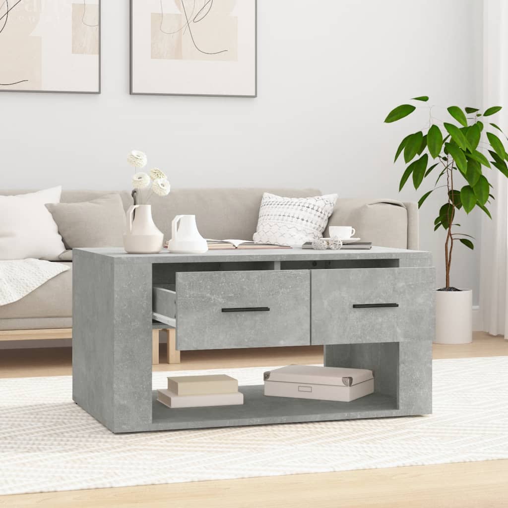Table basse gris béton 80x50x40 cm en bois
