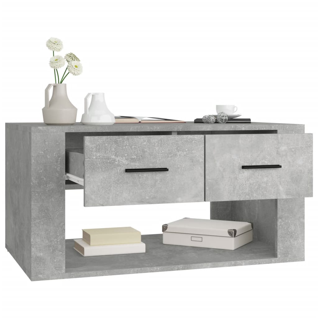Table basse gris béton 80x50x40 cm en bois