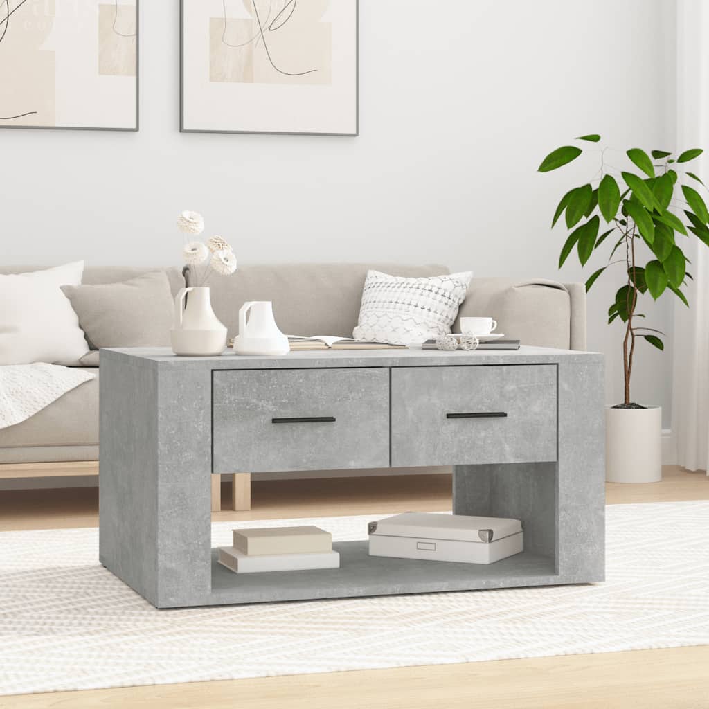 Table basse gris béton 80x50x40 cm en bois