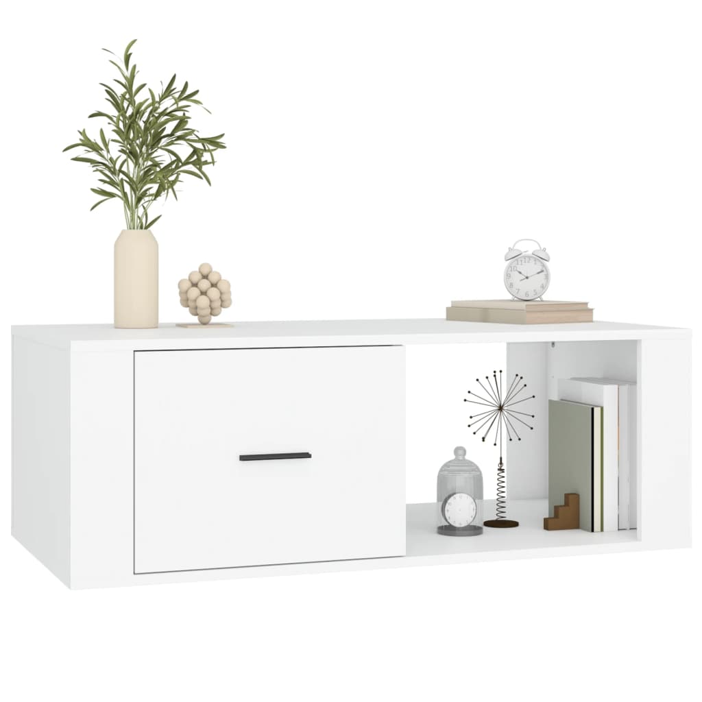 Table basse blanche 100x50,5x35 cm en bois