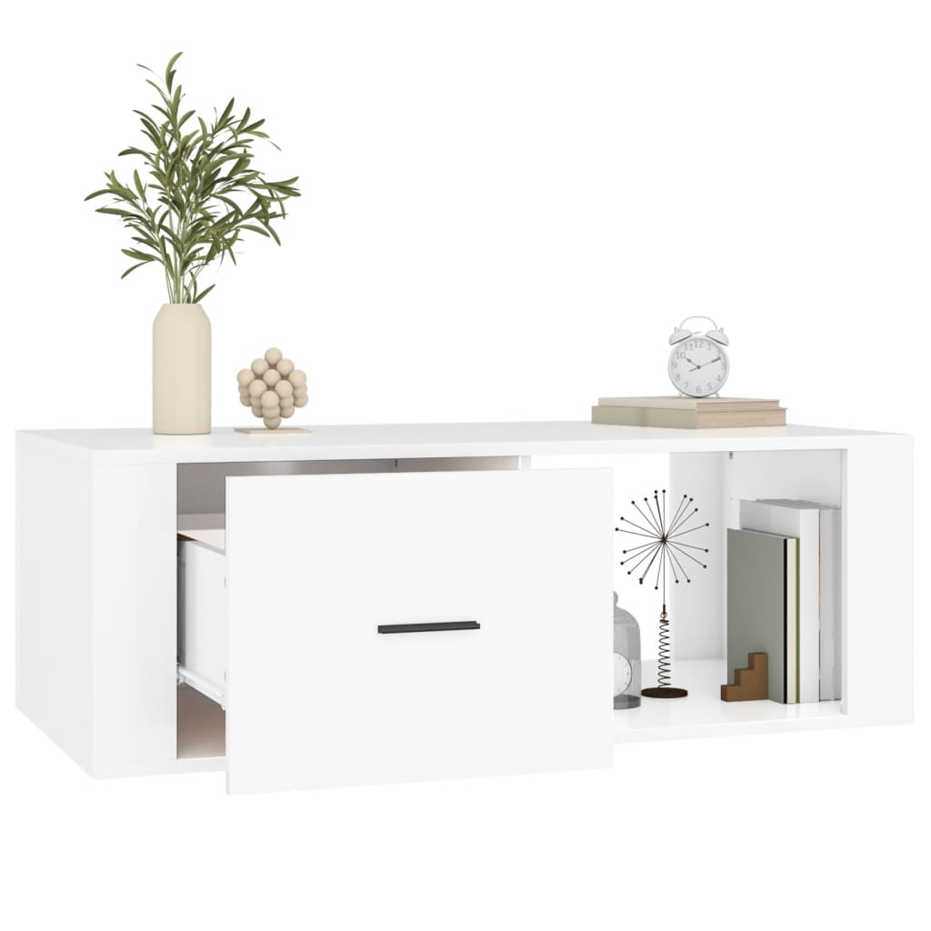 Table basse blanche 100x50,5x35 cm en bois