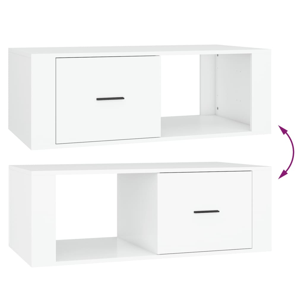 Table basse blanche 100x50,5x35 cm en bois