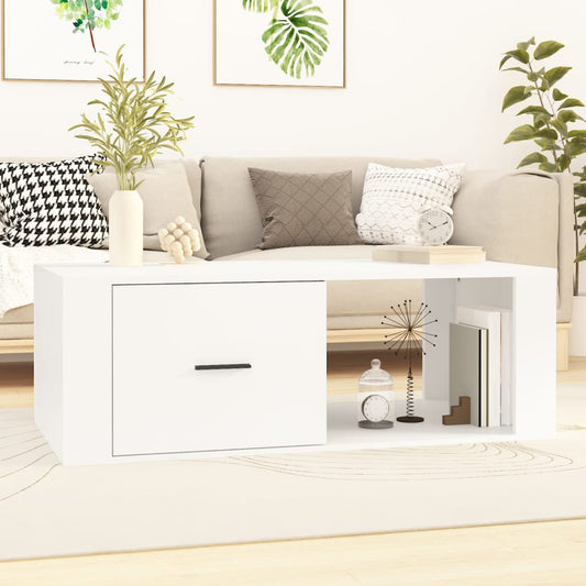 Table basse blanche 100x50,5x35 cm en bois