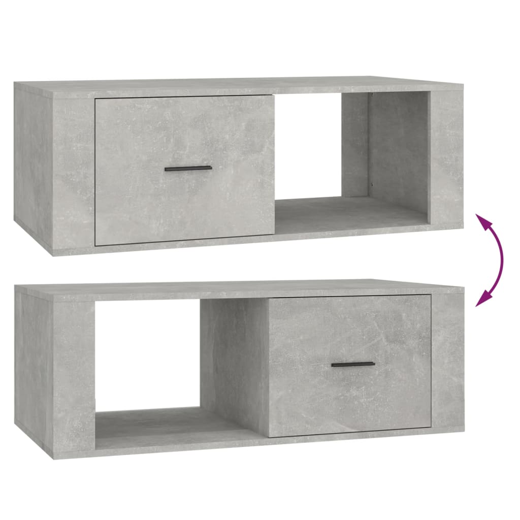 Table basse gris béton 100x50,5x35 cm en bois