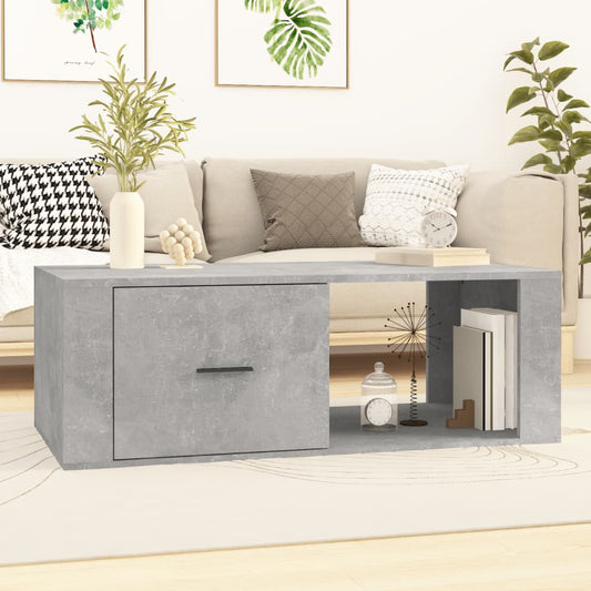 Table basse gris béton 100x50,5x35 cm en bois