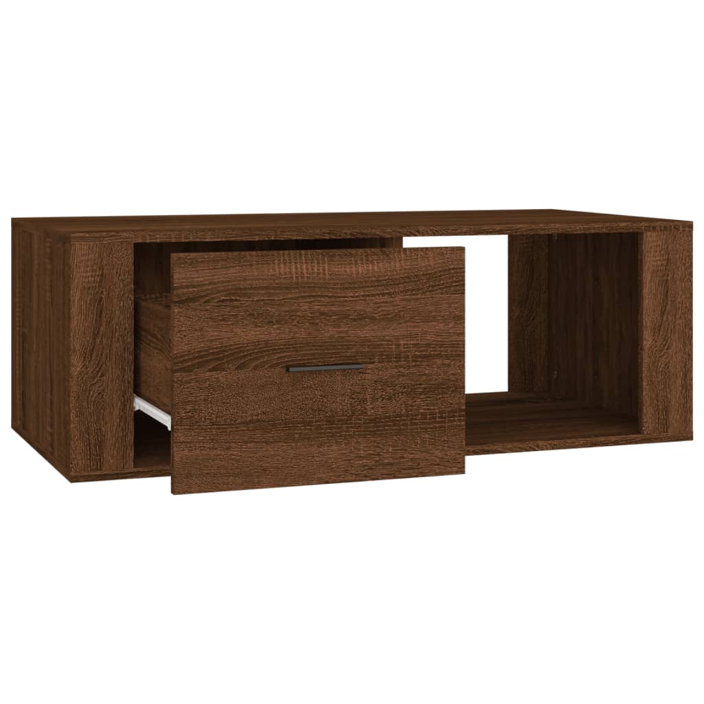 Table basse aspect chêne marron 100x50,5x35 cm matériau bois