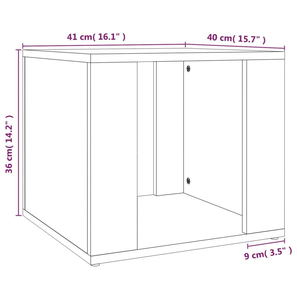 Table de chevet aspect chêne marron 41x40x36 cm en bois