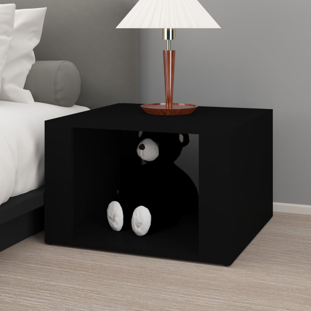 Bedside Table Black 57x55x36 cm Wood Material