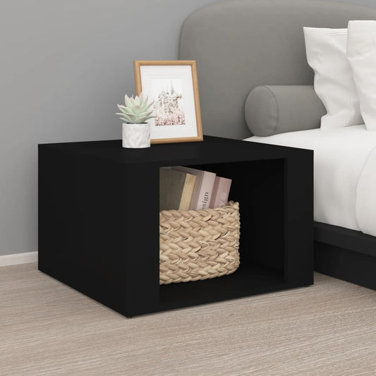 Bedside Table Black 57x55x36 cm Wood Material