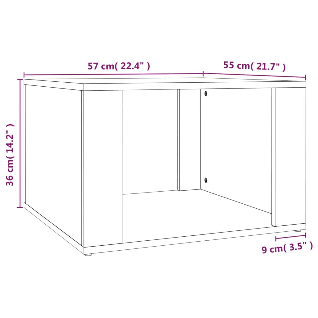 Table de chevet gris béton 57x55x36 cm en bois