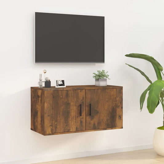 Meuble TV mural en chêne fumé 80x34,5x40 cm