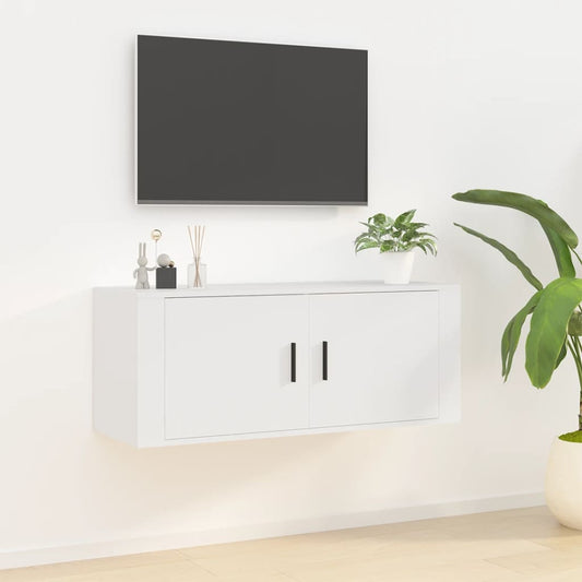 Meuble TV mural blanc 100x34,5x40 cm