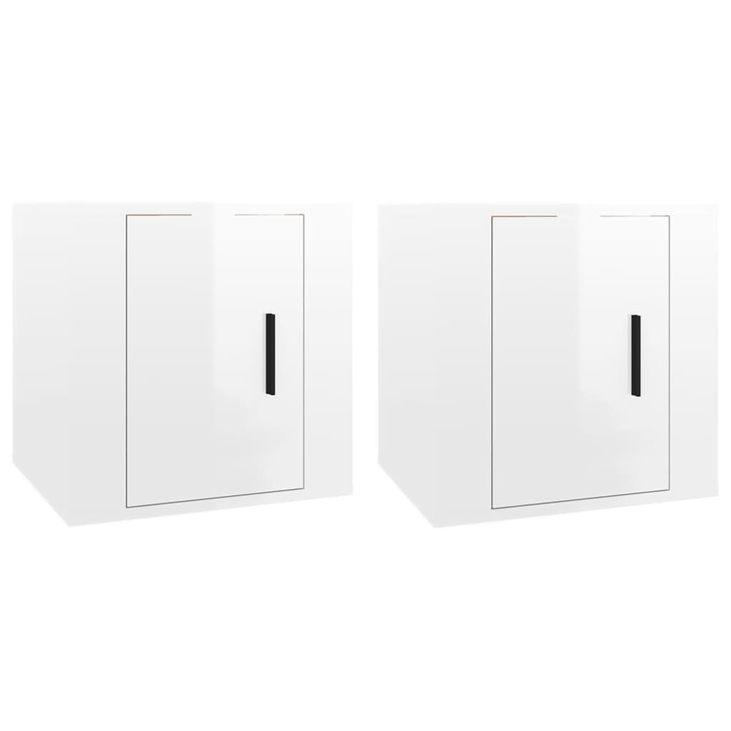 Meubles muraux TV 2 pièces blanc brillant 40x34,5x40 cm