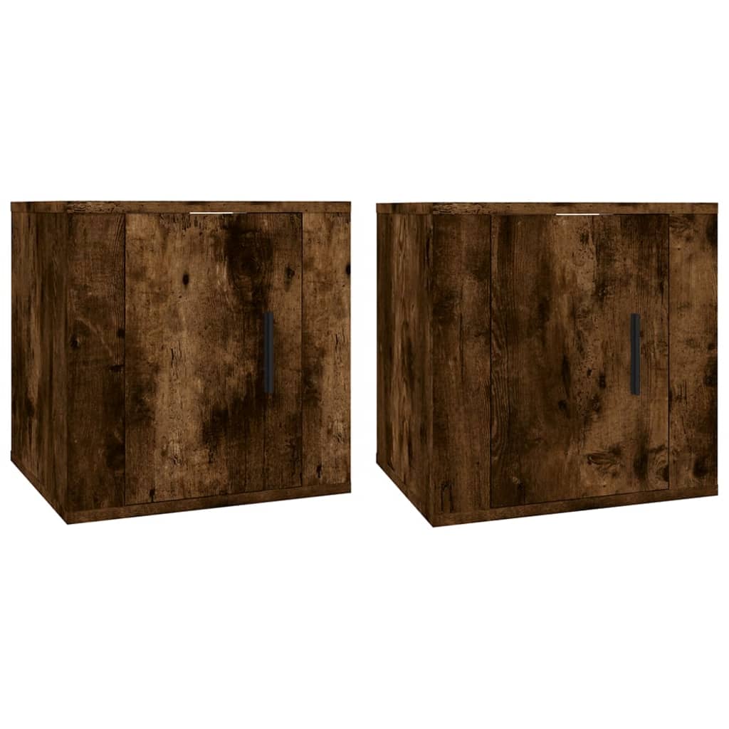 Meubles muraux TV 2 pièces Chêne fumé 40x34,5x40 cm.