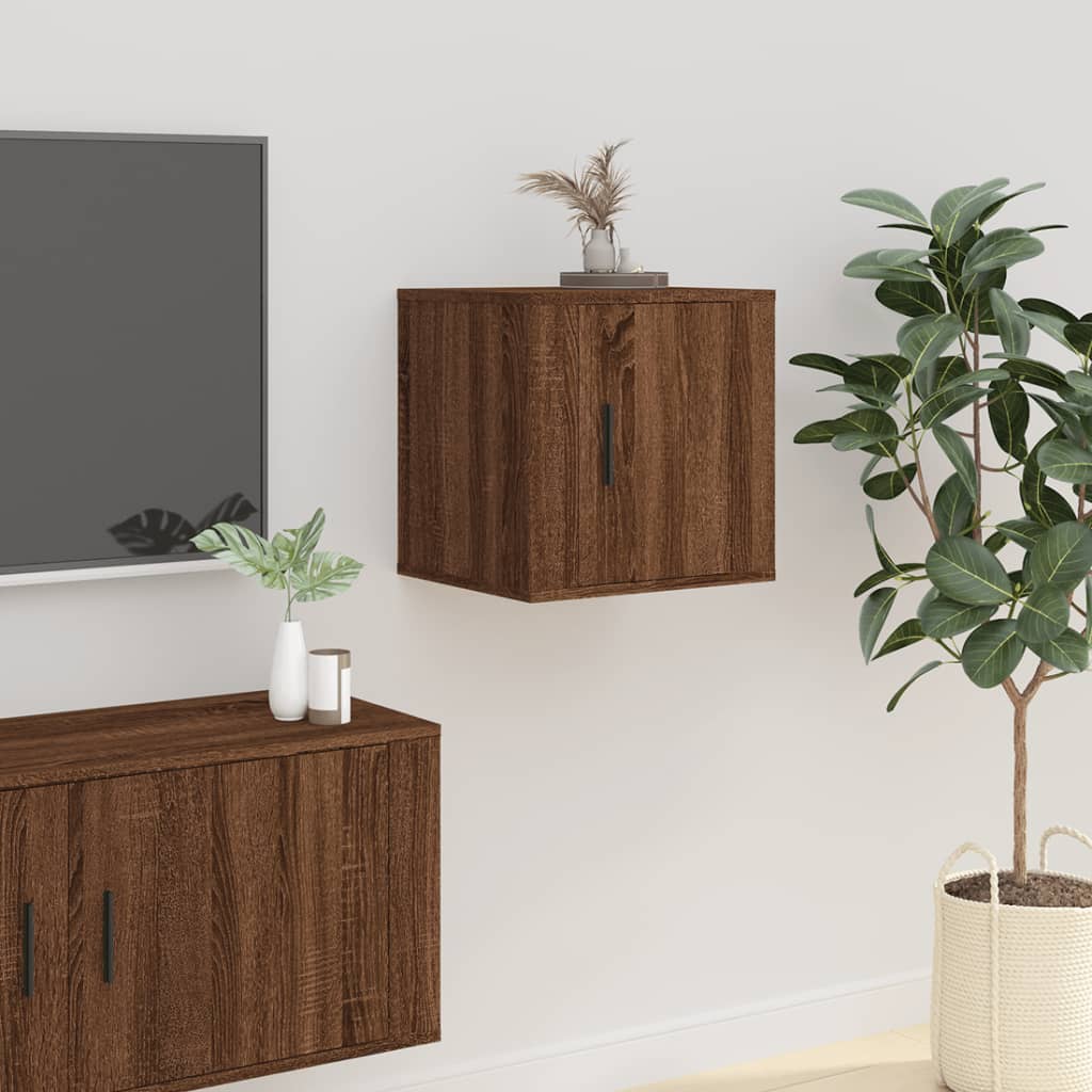 Meubles TV muraux 2 pièces aspect chêne marron 40x34,5x40 cm