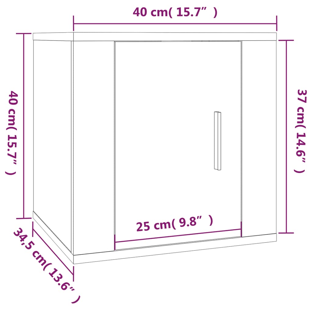 Meubles TV muraux 2 pièces aspect chêne marron 40x34,5x40 cm