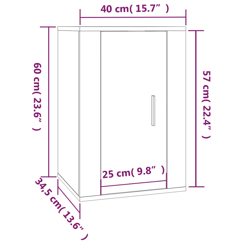 Meuble TV mural blanc 40x34,5x60 cm