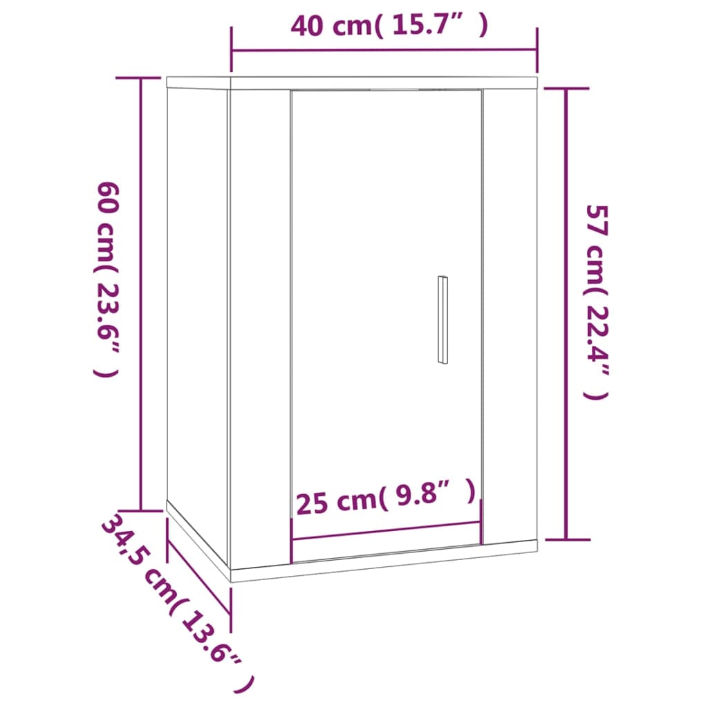 Meuble TV mural blanc brillant 40x34,5x60 cm