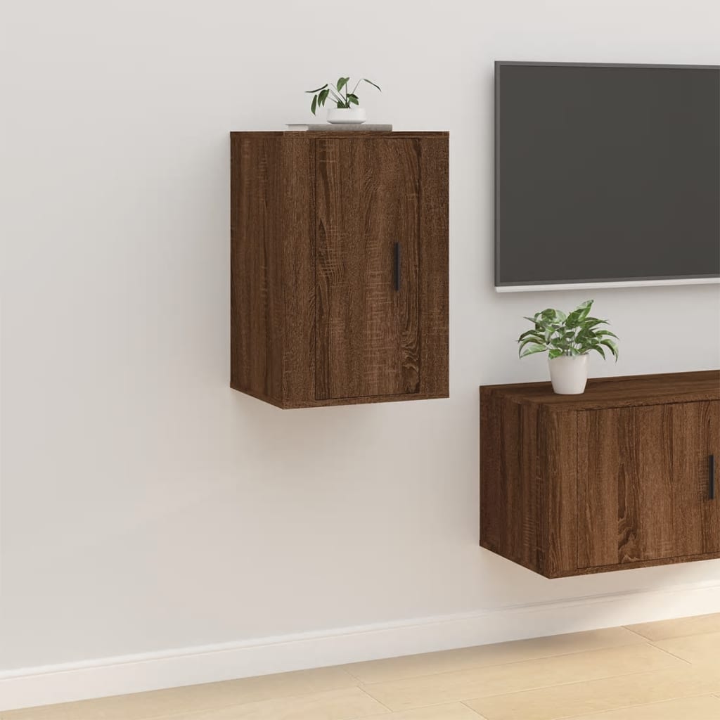 Meubles muraux TV 2 pièces aspect chêne marron 40x34,5x60 cm