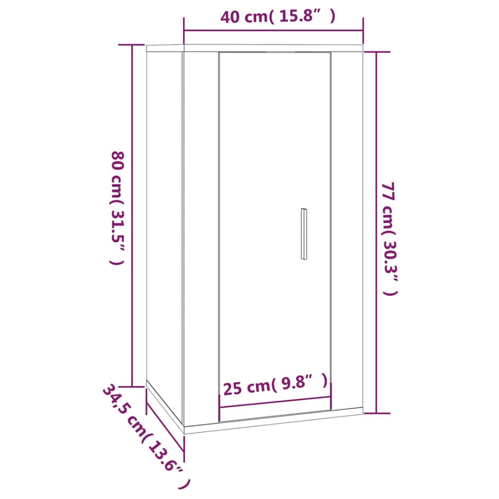 Meuble TV mural blanc brillant 40x34,5x80 cm