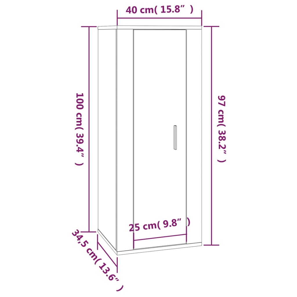 Meuble TV mural blanc 40x34,5x100 cm