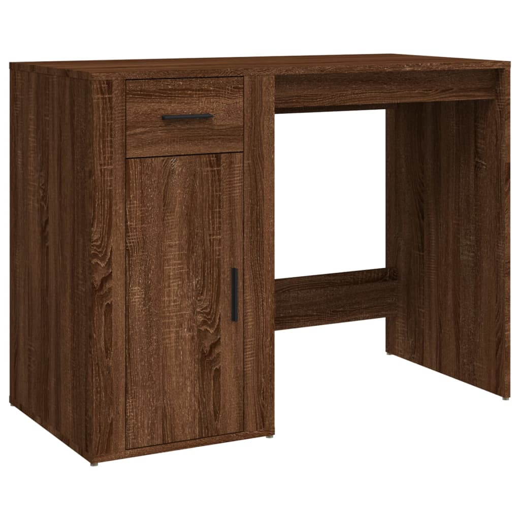 Bureau aspect chêne brun 100x49x75 cm matériau bois
