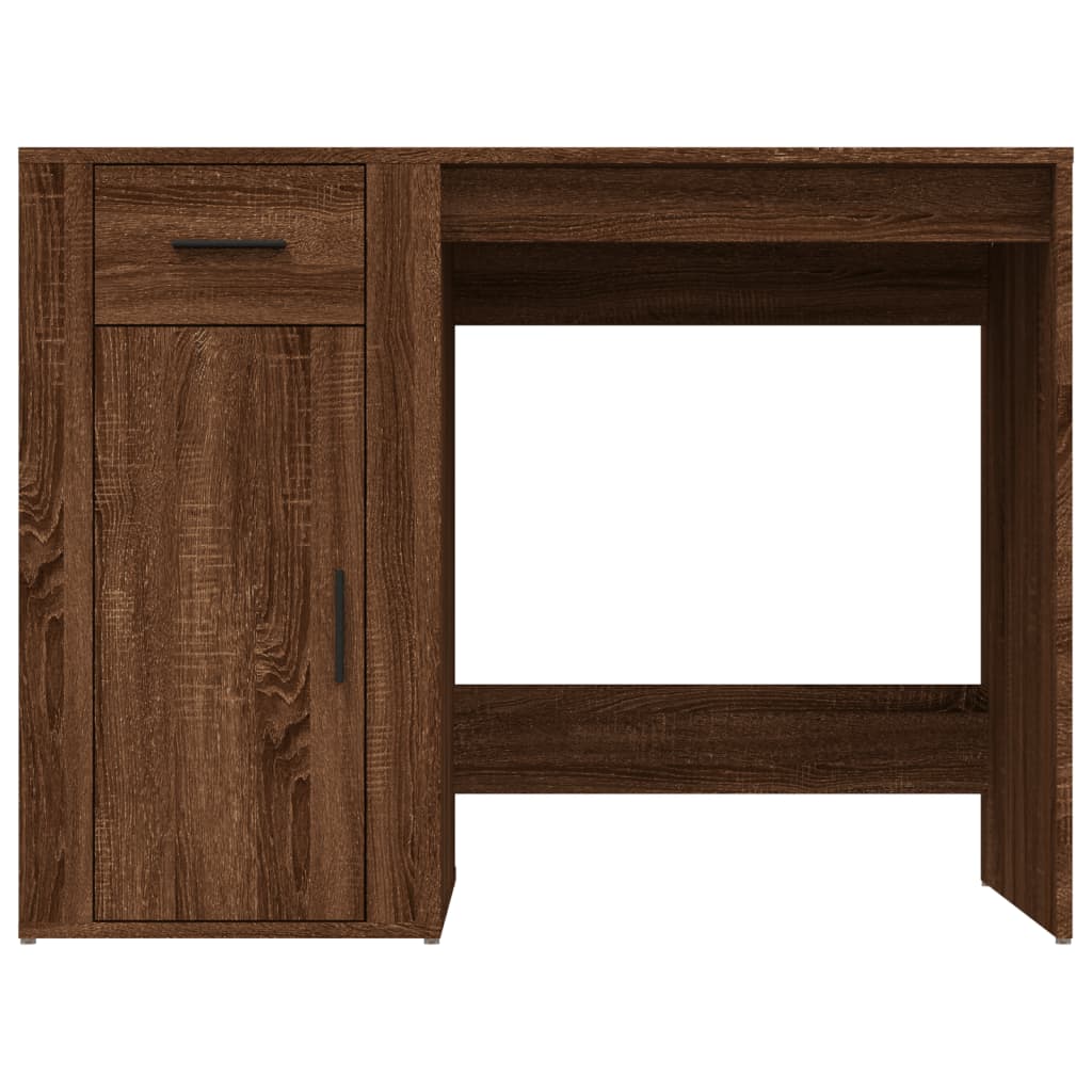 Bureau aspect chêne brun 100x49x75 cm matériau bois
