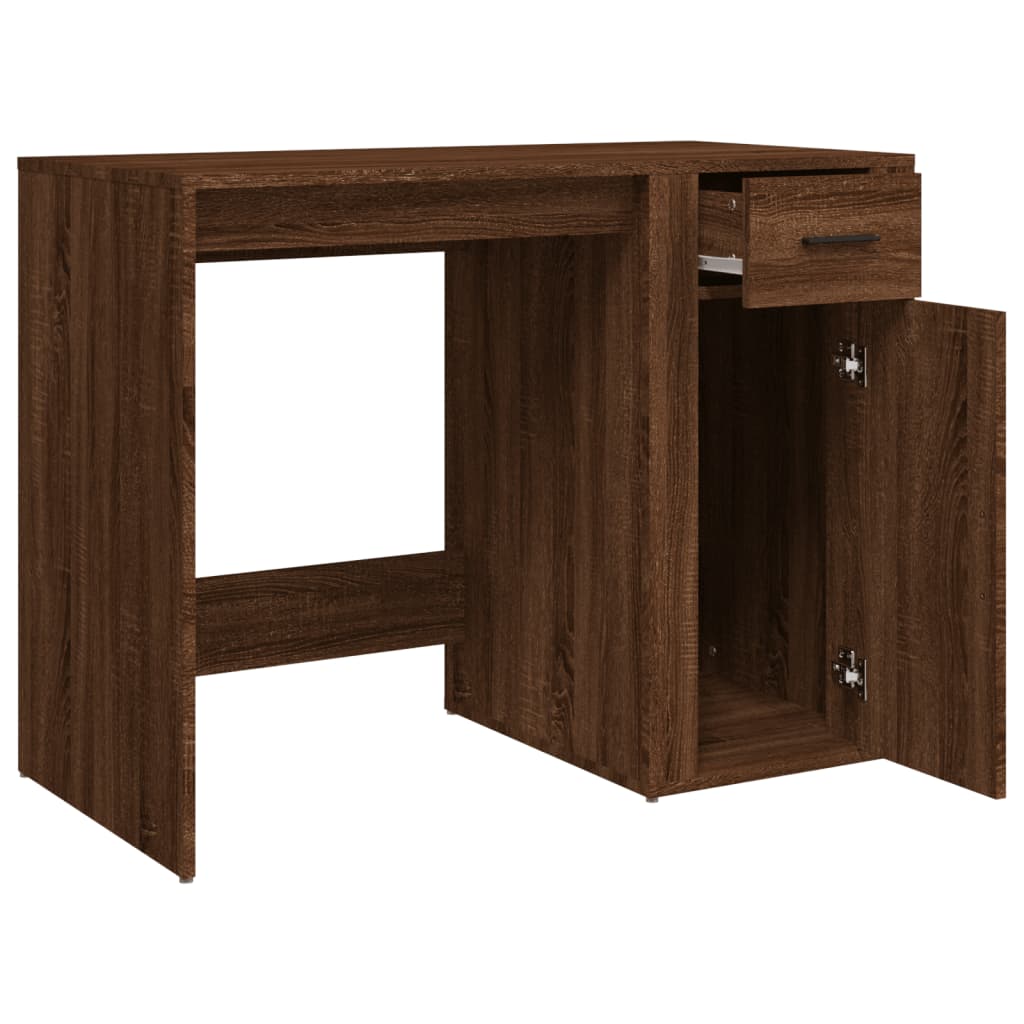 Bureau aspect chêne brun 100x49x75 cm matériau bois