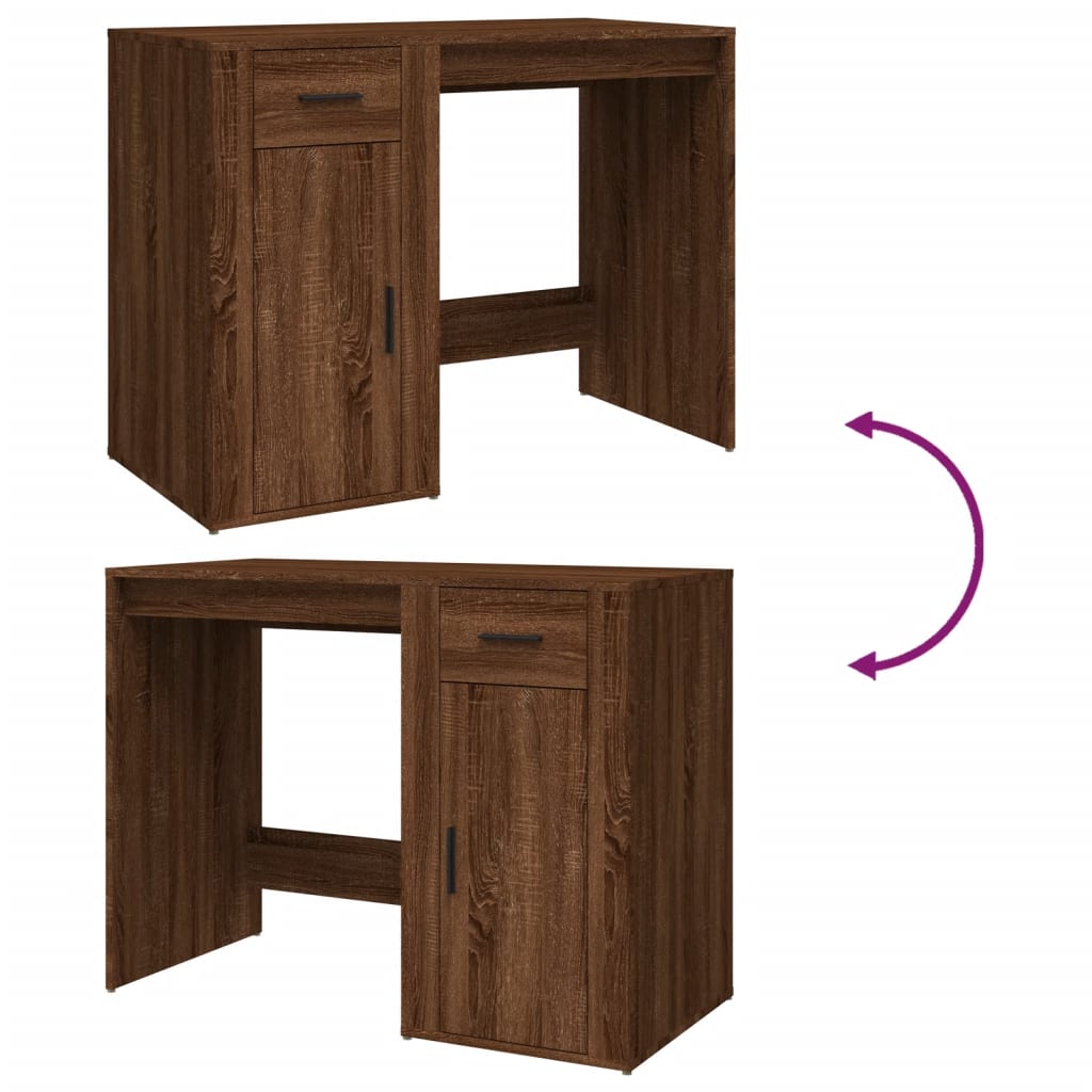 Bureau aspect chêne brun 100x49x75 cm matériau bois