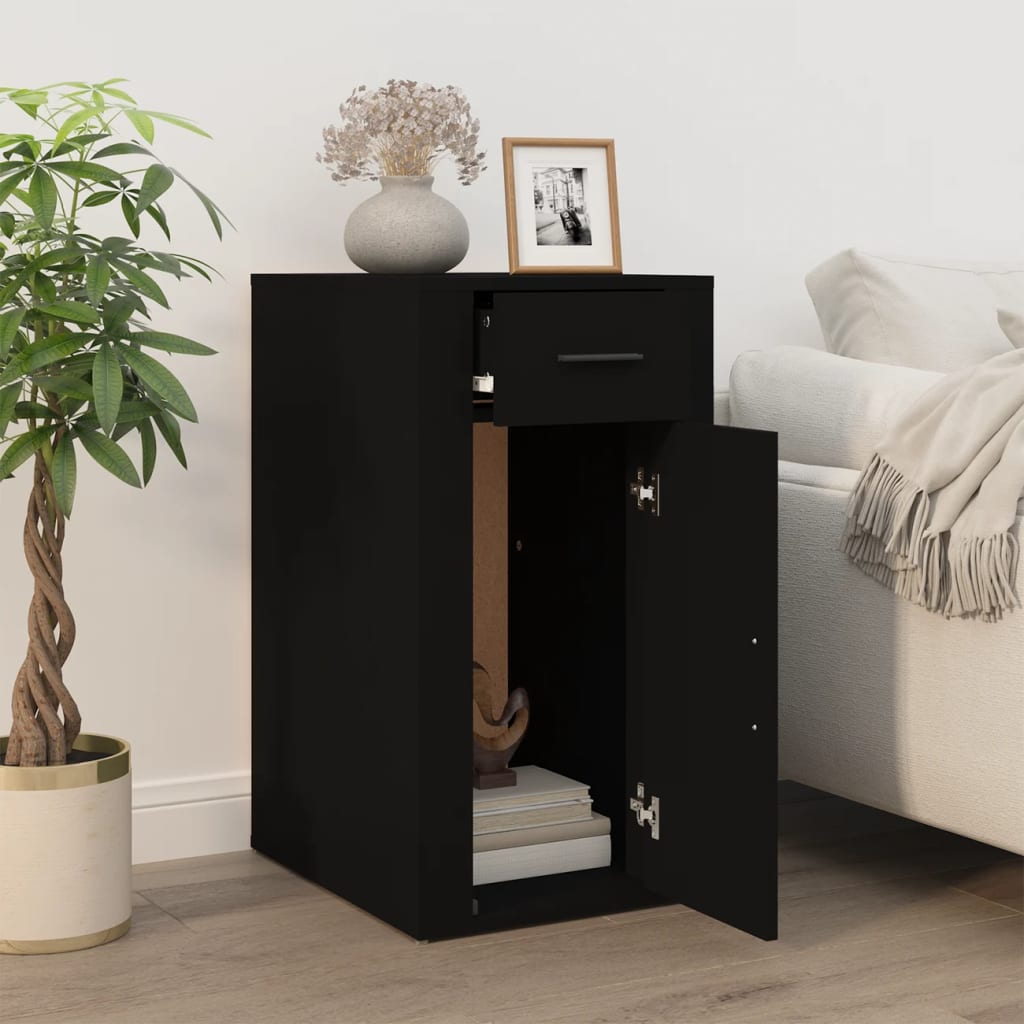 Büroschrank Schwarz 40x49x75 cm Holzwerkstoff