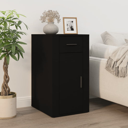 Armoire de bureau noire 40x49x75 cm en matériau à base de bois