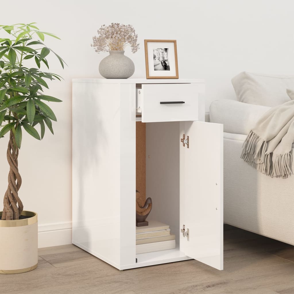 Armoire de bureau blanc brillant 40x49x75 cm en bois